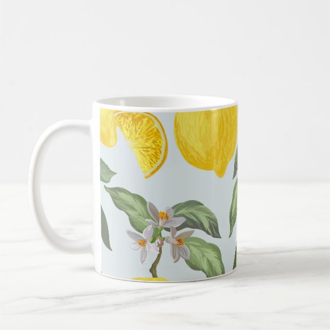 Lemon Tropical Fruit Vintage Pattern Coffee Mug (Left)