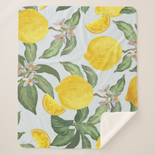 Lemon Tropical Fruit Vintage Pattern Sherpa Blanket