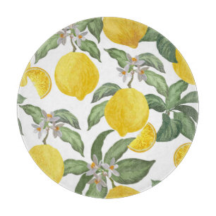 Lemon: tropical fruit vintage seamless cutting board