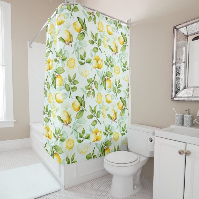 Lemon Tropical Summer Fruit Pattern on Mint (In Situ)