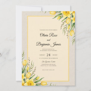 Lemon Tulip Foliage Eucalyptus Wedding Invitation