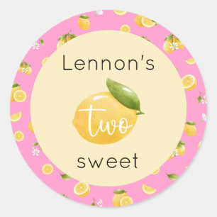 Lemon Two Sweet 2nd Birthday Classic Round Sticker
