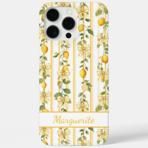 Lemon Vines With Coquette Bows Monogrammed iPhone 16 Pro Max Case