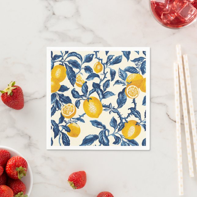 Lemon Vintage Retro Victorian Pattern  Napkin (Insitu)
