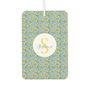 Lemon Watercolor Blue Mediterranean Tile Pattern Air Freshener