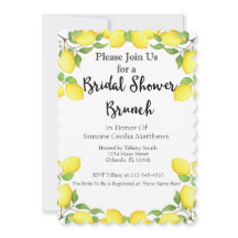 Lemon Watercolor Bridal Shower Brunch Invitation