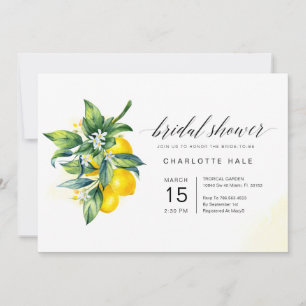 Lemon Watercolor Bridal Shower Invitation