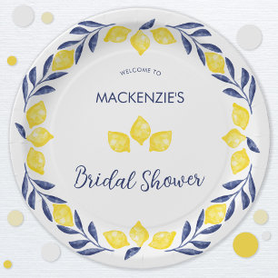 Lemon Watercolor Bridal Shower Personalized Paper Plate