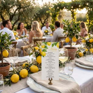 Lemon Watercolor Italian Birthday Dinner Menu