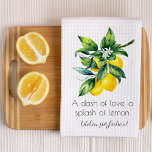 Lemon Watercolor Kitchen Towel<br><div class="desc">Brighten up your kitchen with this Lemon Watercolor Kitchen Towel, featuring vibrant yellow lemons, fresh green leaves, and a cheerful watercolor design. A playful quote adds a fun citrusy twist, perfect for bringing a burst of sunshine to your daily routine. A fresh and fruity touch for any kitchen—or a sweet...</div>