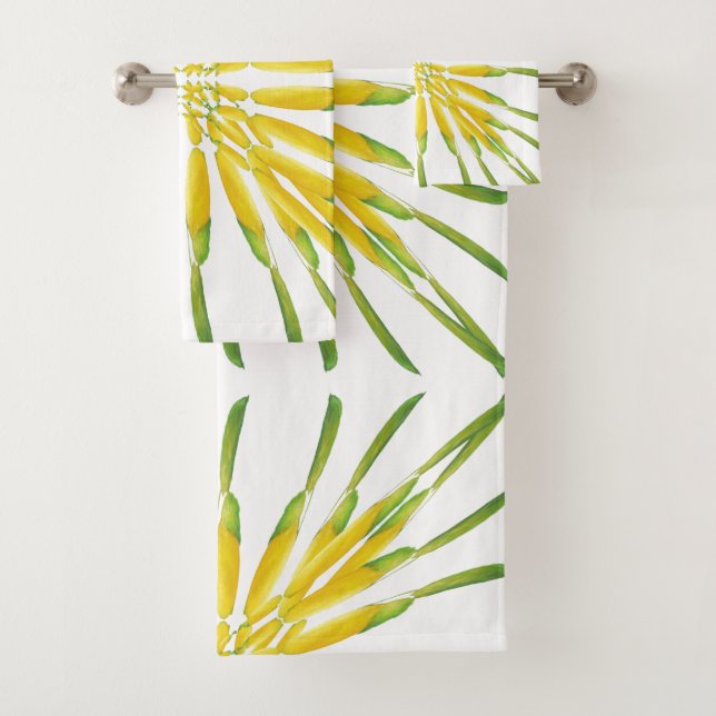 Lemon Watercolor Painting Pattern Bath Towel Set (Insitu)