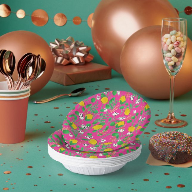 lemon watercolor paper plate (Multi)