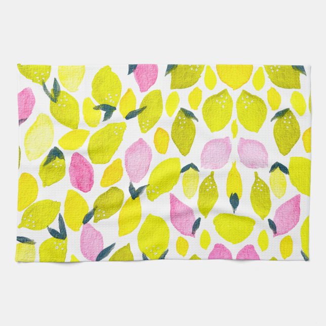Lemon watercolor pattern kitchen towel (Horizontal)