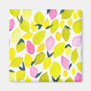 Lemon watercolor pattern magnet