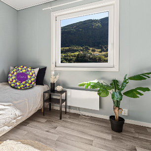 Lemon watercolor pattern simple purple round pillow