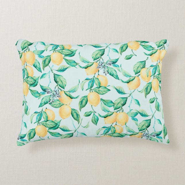 Lemon watercolor seamless pattern accent pillow (Front)