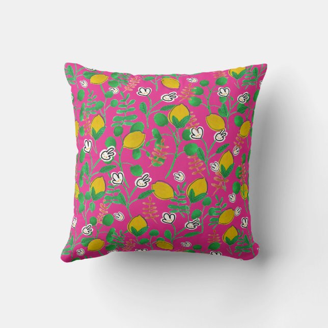 lemon watercolor throw pillow (Back)