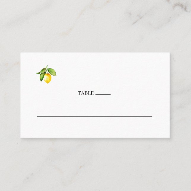 Lemon Wedding Flat Place Card (Front)