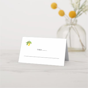 Lemon Wedding Folded Place Card