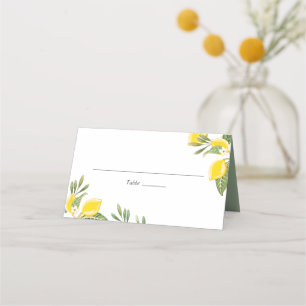 Lemon Wedding Place Card Rustic Foliage Citrus