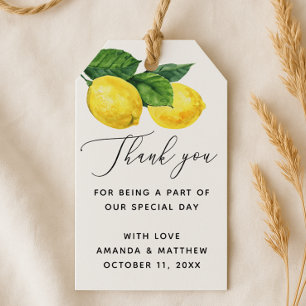 Lemon Wedding Thank You Elegant Citrus Favour Gift Tags