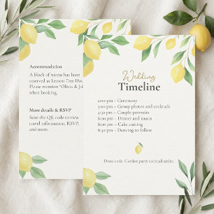 Lemon Wedding Timeline & Details Card with QR Code