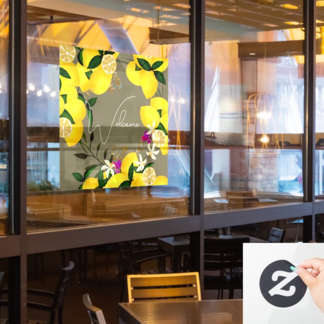 Lemon Welcome Window Cling (Restaurant Window)