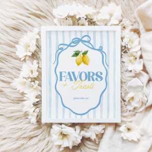 Lemon Whimsical Blue Girls Favors & Treats Sign