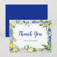 Lemon White Floral Blue Mosaic Tile