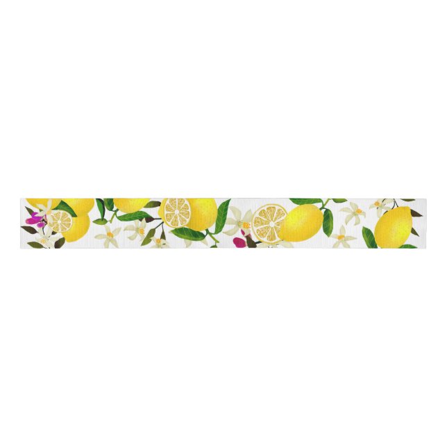Lemon White Grosgrain Ribbon (Front)