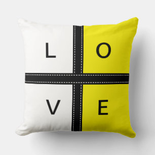 Lemon & White Solid Colour Monogram Throw Pillow