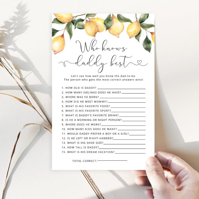 Lemon Who knows daddy best baby shower game (Creator Uploaded)