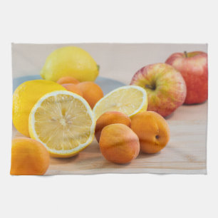 Lemon With Apricots And Apples Food Photography Kitchen Towel