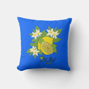 Lemon with flowers throw pillow