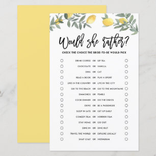 Lemon Would the Bride Rather Bridal Shower Game