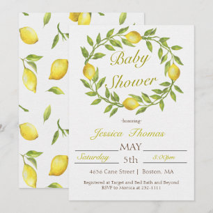 Lemon Wreath Baby Shower Invitation