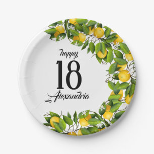 Lemon Wreath Fruit Birthday Paper Plate