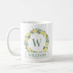 Lemon Wreath Monogram Coffee Mug