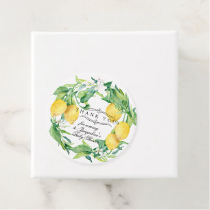 Lemon Wreath Watercolor Baby Shower Thank You Favour Tags