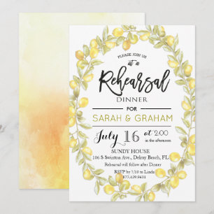 Lemon Wreath Watercolor Rehearsal Invitation