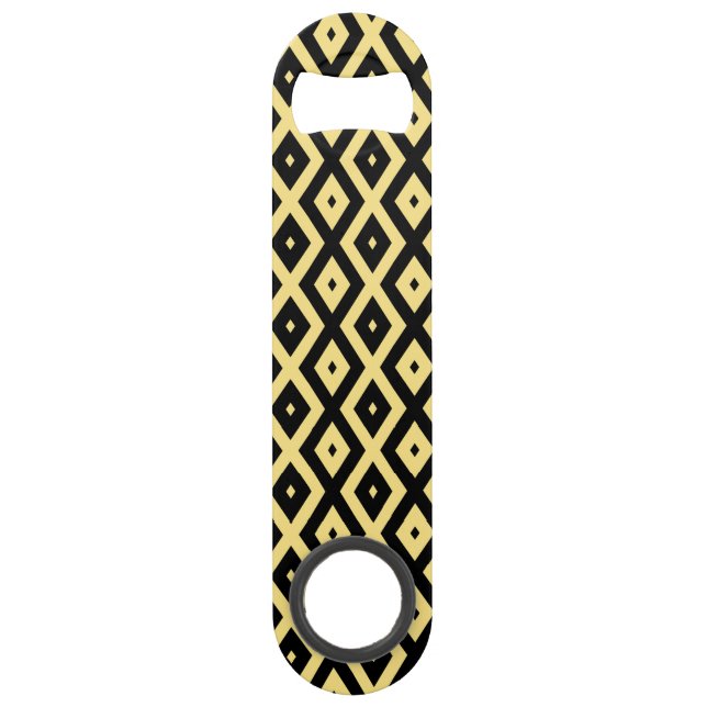 Lemon yellow and black diamond pattern bar key (Front)