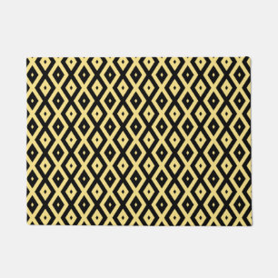 Lemon yellow and black diamond pattern doormat