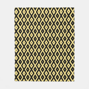 Lemon yellow and black diamond pattern fleece blanket