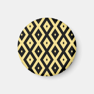 Lemon yellow and black diamond pattern magnet