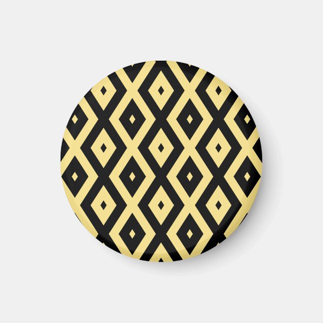 Lemon yellow and black diamond pattern magnet (Front)