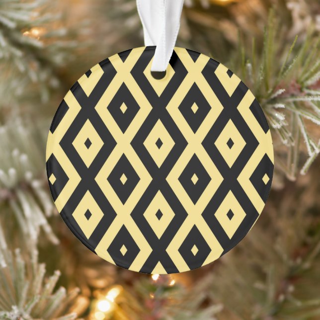 Lemon yellow and black diamond pattern ornament (Tree)