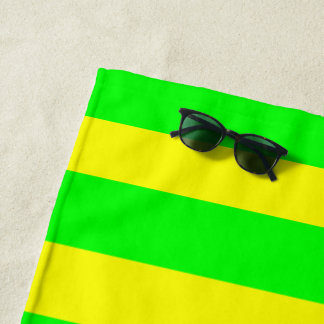 Lemon Yellow and Lime Green Stripes  Beach Towel