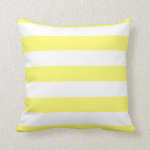 Lemon Yellow and White Bold Stripes Throw Pillow