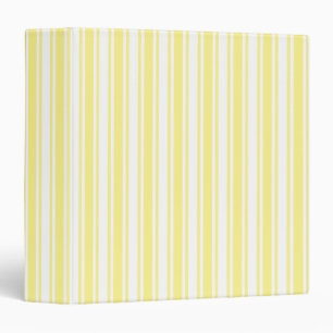 Lemon yellow and white candy stripes binder