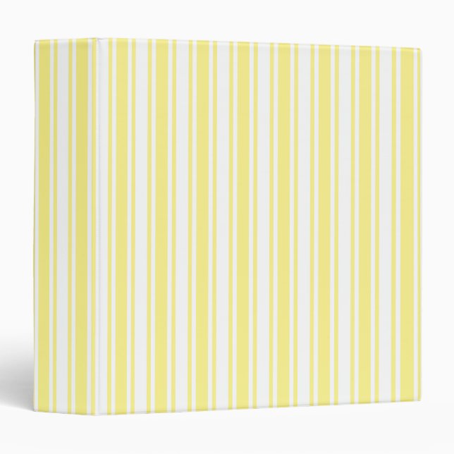 Lemon yellow and white candy stripes binder (Front/Spine)